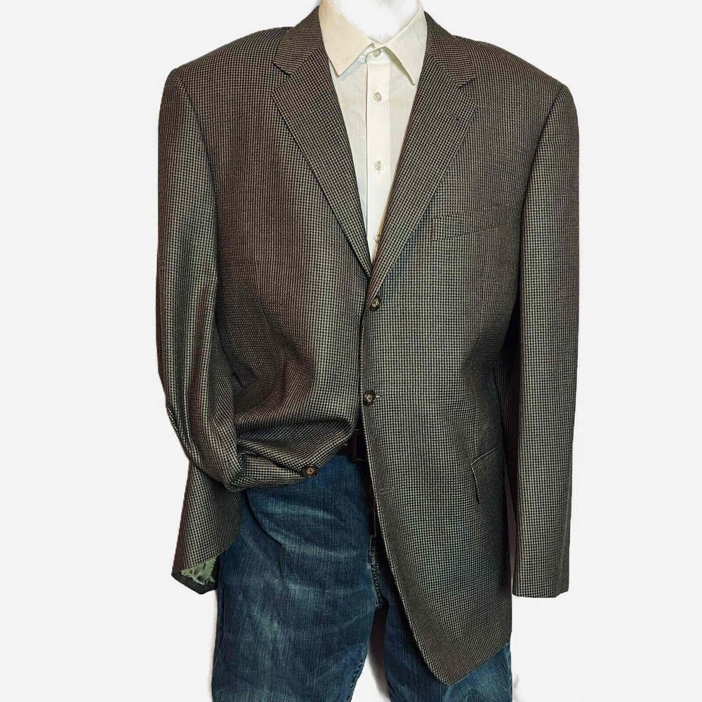 Joseph Abboud 42L Blazer Neutral Tan/charcoal Silk‎ Wool Premium Suit Jacket